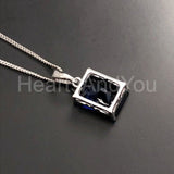 1ct Radiant Simulated Sapphire Solitaire Pendant 14k White Gold Plated NO CHAIN