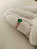 1.2ct Engagement Ring Round Cut Green Emerald Infinity Wave 14k Rose Gold Finish