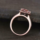 2ct Engagement Ring Cushion Cut Morganite Round Accents Halo 14k Rose Gold Over