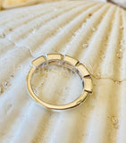 2ct Emerald Cut Simulated Peach Morganite 5 Stone Bezel Band 14k RoseGold Plated