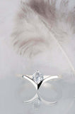 0.5ct Round Cut Diamond Engagement Ring Solitaire Curved 14k White Gold Finish