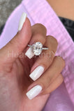 2.3ct Oval Simulated Diamond Solitaire with Accents Ring 14k Yellow Gold Plated
