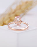 1ct Oval Cut Simulated Morganite Solitaire with Accent Ring 14k Rose Gold Plated
