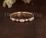 0.5ct Marquise Simulated Diamond Bezel Set Stacking Band 14k Yellow Gold Plated