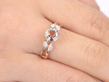 1.5ct Round Morganite Engagement Ring Floral Leaf Solitaire 14k Rose Gold Finish