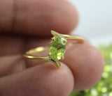 1ct Engagement Ring Oval Cut Green Peridot Bypass Solitaire 14k Yellow Gold Over