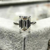 1.5Ct Emerald Cut VVS1/D Diamond Solitaire Engagement Ring 14K White Gold Finish