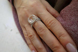 2.5ct Cushion Cut Peach Morganite Engagement Ring 14k White Gold Over Bridal Set