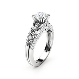 1.7ct Round Cut Diamond Engagement Ring 14k White Gold Finish Filigree Vintage