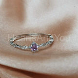 0.5ct Round Cut Simulated Amethyst Minimal Engagement Ring 14k White Gold Plated