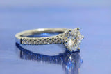 1.5ct Round Cut Diamond Engagement Ring Antique Milgrain 14k White Gold Finish