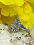 2.1ct Pear Cut Diamond Halo Split Shank Engagement Ring 14k White Gold Finish