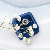 2ct Round Cut Blue Sapphire Engagement Ring Vintage Halo 14k Yellow Gold Finish