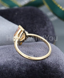 1ct Pear Cut Simulated Peach Morganite Crown Engagement Ring 14k RoseGold Plated