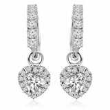 1ct Heart Cut VVS1 D Diamond Hoop Drop Earring Women Girl 14k White Gold Finish