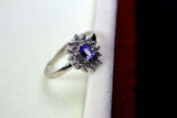 0.25ct Engagement Ring Oval Cut Blue Tanzanite Diamond Halo 14k WhiteGold Finish