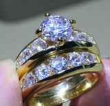 4ct Round Cut Diamond Engagement Ring 14k Yellow Gold Finish Bridal Set Promise