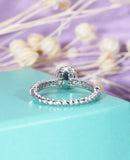 2ct Round Cut Blue Sapphire Unique Rope Band Engagement Ring 14k White Gold Over