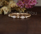 0.5ct Marquise Simulated Diamond Bezel Set Stacking Band 14k Yellow Gold Plated
