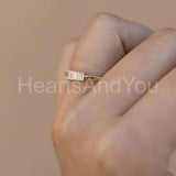 0.5ct Baguette Cut Simulated Diamond Minimalist Ring 14k Yellow Gold Plated