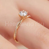 0.5ct Round Cut Moissanite Twisted Women Engagement Ring 14k Yellow Gold Plated