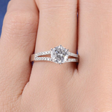 1.5ct Round Cut VVS1D Diamond Engagement Ring Split Shank 14k White Gold Finish