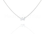 1ct Pear Cut Simulated Diamond Toi Et Moi Pendant Chain 14k White Gold Plated