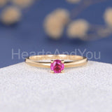 0.3ct Round Cut Simulated Ruby Solitaire Minimalist Ring 14k Rose Gold Plated