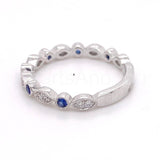 0.5ct Round Cut Simulated Blue Sapphire Milgrain Wed Band 14k White Gold Plated