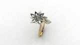 1ct Round Cut Diamond Bamboo Band Flower Leaf Unique Ring 14k Dual Tone Finish