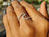 0.5ct Round Cut Moissanite Ocean Wave Engagement Ring 14k White Gold Plated