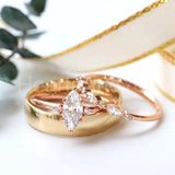 0.3ct Marquise Simulated Diamond Minimalist Wedding Band 14k Rose Gold Plated