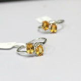 2ct Engagement Ring Oval Cut Citrine Two Stone Solitaire 14k White Gold Finish