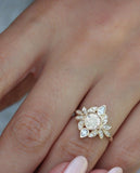 2.25ct Round Cut Diamond Engagement Ring Floral Art Deco 14k Yellow Gold Finish
