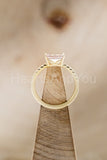 1ct Emerald Cut Simulated Morganite Solitaire Accents Ring 14k YellowGold Plated