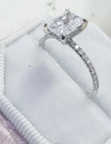 0.7ct Radiant Cut Diamond Accent Solitaire Engagement Ring 14k White Gold Finish