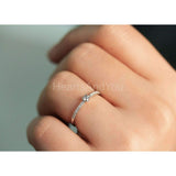0.2ct Round Cut Moissanite Minimalist Engagement Ring 14k White Gold Plated