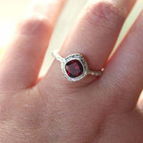 1ct Cushion Cut Red Garnet Engagement Ring Braided Solitaire 14k White Gold Over