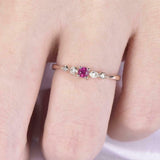 0.5ct Engagement Ring Round Cut Pink Ruby 5 Stone Minimalist 14k RoseGold Finish