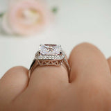 3ct Cushion Cut Diamond Solitaire Cluster Engagement Ring 14k White Gold Finish