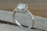 Halo Solitaire Engagement Ring 1.9ct Cushion Cut Diamond 14k White Gold Finish
