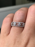 3ct Round Cut Diamond Floral Eternity Wedding Ring Band 14k White Gold Finish