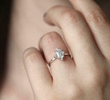 1ct Emerald Cut Diamond Engagement Ring Stylish Solitaire 14k White Gold Finish