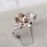 2.5ct Oval Cut Morganite Solitaire Infinity Round Accent Ring 14k WhiteGold Over