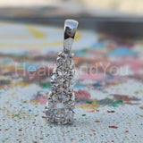 1ct Round Cut Moissanite Three Stone Pendant 14k White Gold Plated NO CHAIN
