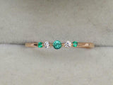 1ct Engagement Ring Round Cut Green Emerald Minimalist 14k Yellow Gold Finish