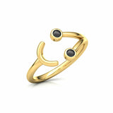 0.2ct Round Cut Black Diamond Engagement Ring Smiley Face 14k Yellow Gold Finish