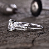 2ct Cushion Cut Diamond Engagement Ring Split Band Solitaire 14k White Gold Over