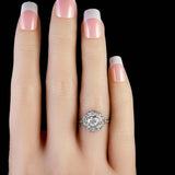 2ct Round Cut Diamond Engagement Ring Halo Milgrain Vintage 14k WhiteGold Finish