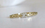 Open Link Chain Style Engagement Ring 0.15ct Round Diamond 14k Yellow Gold Over